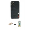 MARSİLYAN™- iPhone 11 Pro Max Kılıf Doruk Asil Koleksiyonu - Siyah Polymer Nano Ekran Koruyucu + Renkli Kamera Lens Koruma Cam - MI