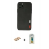 MARSİLYAN™- iPhone 11 Pro Max Kılıf Doruk Asil Koleksiyonu - Siyah Polymer Nano Ekran Koruyucu + Renkli Kamera Lens Koruma Cam - PE