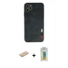 MARSİLYAN™- iPhone 11 Pro Max Kılıf Doruk Asil Koleksiyonu - Siyah Polymer Nano Ekran Koruyucu + Renkli Kamera Lens Koruma Cam - SI