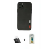 MARSİLYAN™- iPhone 11 Pro Max Kılıf Doruk Asil Koleksiyonu - Siyah Polymer Nano Ekran Koruyucu + Şeffaf Kamera Lens Koruma Cam