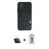 MARSİLYAN™- iPhone 11 Pro Max Kılıf Doruk Asil Koleksiyonu - Siyah Polymer Nano Ekran Koruyucu + Şeffaf Kamera Lens Koruma Cam