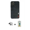 MARSİLYAN™- iPhone 11 Pro Max Kılıf Doruk Asil Koleksiyonu - Siyah Polymer Nano Ekran Koruyucu + Siyah Pers Alüminyum Kamera Lens