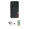MARSİLYAN™- iPhone 11 Pro Max Kılıf Doruk Asil Koleksiyonu - Siyah Polymer Nano Ekran Koruyucu + Pers Alüminyum Kamera Lens - YL
