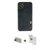 MARSİLYAN™- iPhone 11 Pro Max Kılıf Doruk Asil Koleksiyonu - Siyah Seramik Nano Ekran Koruyucu + Rainbow Kamera Lens Koruma Cam - YL