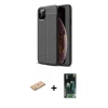 MARSİLYAN™- iPhone 11 Pro Max Kılıf Doruk Klasik Özel Seri - Şeffaf 360 Full Body Arka Koruyucu + Pembe Renkli Kamera Lens Koruma Cam