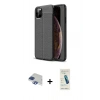 MARSİLYAN™- iPhone 11 Pro Max Kılıf Doruk Klasik Özel Seri - Şeffaf Pasifik Cam Ekran Koruyucu + Pers Alüminyum Kamera Lens - LT