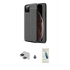 MARSİLYAN™- iPhone 11 Pro Max Kılıf Doruk Klasik Özel Seri - Şeffaf Pasifik Cam Ekran Koruyucu + Pers Alüminyum Kamera Lens - SH