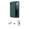 MARSİLYAN™- iPhone 11 Pro Max Kılıf Doruk Klasik Özel Seri - Şeffaf Pasifik Cam Ekran Koruyucu + Renkli Kamera Lens Koruma Cam - MI