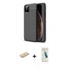 MARSİLYAN™- iPhone 11 Pro Max Kılıf Doruk Klasik Özel Seri - Şeffaf Pasifik Cam Ekran Koruyucu + Renkli Kamera Lens Koruma Cam - MI