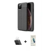 MARSİLYAN™- iPhone 11 Pro Max Kılıf Doruk Klasik Özel Seri - Şeffaf Pasifik Cam Ekran Koruyucu + Kamera Lens Koruma Cam - SF