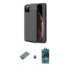 MARSİLYAN™- iPhone 11 Pro Max Kılıf Doruk Klasik Özel Seri - Siyah 18D Cam Ekran Koruyucu + Metal Kamera Lens Koruma Cam - GD