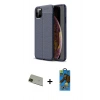 MARSİLYAN™- iPhone 11 Pro Max Kılıf Doruk Klasik Özel Seri - Siyah 18D Cam Ekran Koruyucu + Rainbow Kamera Lens Koruma Cam - YL