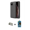 MARSİLYAN™- iPhone 11 Pro Max Kılıf Doruk Klasik Özel Seri - Siyah 18D Cam Ekran Koruyucu + Rainbow Kamera Lens Koruma Cam - YL
