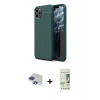 MARSİLYAN™- iPhone 11 Pro Max Kılıf Doruk Klasik Özel Seri - Siyah 20D Premium Cam Ekran Koruyucu + Lacivert Pers Alüminyum Kamera Lens