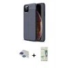 MARSİLYAN™- iPhone 11 Pro Max Kılıf Doruk Klasik Özel Seri - Siyah 20D Premium Cam Ekran Koruyucu + Lacivert Pers Alüminyum Kamera Lens