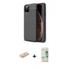 MARSİLYAN™- iPhone 11 Pro Max Kılıf Doruk Klasik Özel Seri - Siyah 20D Premium Cam Ekran Koruyucu + Renkli Kamera Lens Koruma Cam - MI