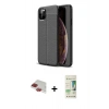MARSİLYAN™- iPhone 11 Pro Max Kılıf Doruk Klasik Özel Seri - Siyah 20D Premium Cam Ekran Koruyucu + Pers Alüminyum Kamera Lens - KI