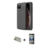 MARSİLYAN™- iPhone 11 Pro Max Kılıf Doruk Klasik Özel Seri - Siyah 34D Hayalet Izgaralı Cam + Rainbow Kamera Lens Koruma Cam - GD