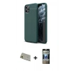 MARSİLYAN™- iPhone 11 Pro Max Kılıf Doruk Klasik Özel Seri - Siyah 34D Hayalet Izgaralı Cam + Rainbow Kamera Lens Koruma Cam - GD