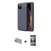 MARSİLYAN™- iPhone 11 Pro Max Kılıf Doruk Klasik Özel Seri - Siyah 34D Hayalet Izgaralı Cam + Rainbow Kamera Lens Koruma Cam - GD