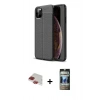MARSİLYAN™- iPhone 11 Pro Max Kılıf Doruk Klasik Özel Seri - Siyah 34D Hayalet Izgaralı Cam + Pers Alüminyum Kamera Lens - KI