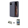 MARSİLYAN™- iPhone 11 Pro Max Kılıf Doruk Klasik Özel Seri - Siyah 34D Hayalet Izgaralı Cam + Rainbow Kamera Lens Koruma Cam - YL