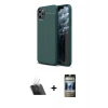 MARSİLYAN™- iPhone 11 Pro Max Kılıf Doruk Klasik Özel Seri - Siyah 34D Hayalet Izgaralı Cam + Şeffaf Kamera Lens Koruma Cam