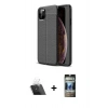 MARSİLYAN™- iPhone 11 Pro Max Kılıf Doruk Klasik Özel Seri - Siyah 34D Hayalet Izgaralı Cam + Şeffaf Kamera Lens Koruma Cam