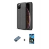 MARSİLYAN™- iPhone 11 Pro Max Kılıf Doruk Klasik Özel Seri - Siyah 34D Izgaralı Cam + Metal Kamera Lens Koruma Cam - MI