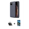 MARSİLYAN™- iPhone 11 Pro Max Kılıf Doruk Klasik Özel Seri - Siyah 34D Izgaralı Cam + Kamera Lens Koruma Cam - SF