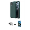 MARSİLYAN™- iPhone 11 Pro Max Kılıf Doruk Klasik Özel Seri - Siyah 34D Izgaralı Cam + Pers Alüminyum Kamera Lens - SH