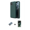 MARSİLYAN™- iPhone 11 Pro Max Kılıf Doruk Klasik Özel Seri - Siyah 360 Mat Full Body Arka Koruyucu + Shine Kamera Lens Koruma Cam - PE