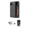 MARSİLYAN™- iPhone 11 Pro Max Kılıf Doruk Klasik Özel Seri - Siyah 360 Mat Full Body Arka Koruyucu + Pers Alüminyum Kamera Lens - YL