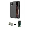 MARSİLYAN™- iPhone 11 Pro Max Kılıf Doruk Klasik Özel Seri - Siyah 360 Mat Full Body Arka Koruyucu + Rainbow Kamera Lens Koruma Cam - YL