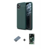 MARSİLYAN™- iPhone 11 Pro Max Kılıf Doruk Klasik Özel Seri - Siyah 360 Mat Full Body Arka Koruyucu + Shine Kamera Lens Koruma Cam - GS