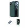 MARSİLYAN™- iPhone 11 Pro Max Kılıf Doruk Klasik Özel Seri - Siyah 360 Mat Full Body Arka Koruyucu + Shine Kamera Lens Koruma Cam - MI