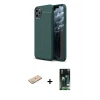 MARSİLYAN™- iPhone 11 Pro Max Kılıf Doruk Klasik Özel Seri - Siyah 360 Mat Full Body Arka Koruyucu + Renkli Kamera Lens Koruma Cam - YL