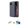 MARSİLYAN™- iPhone 11 Pro Max Kılıf Doruk Klasik Özel Seri - Siyah 3D Antistatik Cam Ekran Koruyucu + Renkli Kamera Lens Koruma Cam - MI