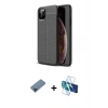 MARSİLYAN™- iPhone 11 Pro Max Kılıf Doruk Klasik Özel Seri - Siyah 3D Antistatik Cam Ekran Koruyucu + Metal Kamera Lens Koruma Cam - MI