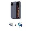 MARSİLYAN™- iPhone 11 Pro Max Kılıf Doruk Klasik Özel Seri - Siyah 3D Antistatik Cam Ekran Koruyucu + Pers Alüminyum Kamera Lens - LT
