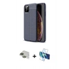 MARSİLYAN™- iPhone 11 Pro Max Kılıf Doruk Klasik Özel Seri - Siyah 3D Antistatik Cam Ekran Koruyucu + Pers Alüminyum Kamera Lens - YL