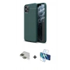 MARSİLYAN™- iPhone 11 Pro Max Kılıf Doruk Klasik Özel Seri - Siyah 3D Antistatik Cam Ekran Koruyucu + Pers Alüminyum Kamera Lens - YL