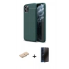 MARSİLYAN™- iPhone 11 Pro Max Kılıf Doruk Klasik Özel Seri - Siyah 3D Antistatik Hayalet Cam Ekran Koruyucu + Renkli Kamera Lens Koruma Cam - MI