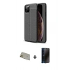MARSİLYAN™- iPhone 11 Pro Max Kılıf Doruk Klasik Özel Seri - Siyah 3D Antistatik Hayalet Cam Ekran Koruyucu + Rainbow Kamera Lens Koruma Cam - GD