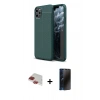 MARSİLYAN™- iPhone 11 Pro Max Kılıf Doruk Klasik Özel Seri - Siyah 3D Antistatik Hayalet Cam Ekran Koruyucu + Pers Alüminyum Kamera Lens - KI