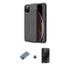MARSİLYAN™- iPhone 11 Pro Max Kılıf Doruk Klasik Özel Seri - Siyah 3D Antistatik Hayalet Cam Ekran Koruyucu + Metal Kamera Lens Koruma Cam - MI