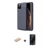 MARSİLYAN™- iPhone 11 Pro Max Kılıf Doruk Klasik Özel Seri - Siyah 3D Antistatik Hayalet Cam Ekran Koruyucu + Renkli Kamera Lens Koruma Cam - MI
