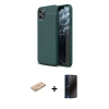 MARSİLYAN™- iPhone 11 Pro Max Kılıf Doruk Klasik Özel Seri - Siyah 3D Antistatik Hayalet Cam Ekran Koruyucu + Renkli Kamera Lens Koruma Cam - TU