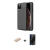 MARSİLYAN™- iPhone 11 Pro Max Kılıf Doruk Klasik Özel Seri - Siyah 3D Antistatik Hayalet Cam Ekran Koruyucu + Renkli Kamera Lens Koruma Cam - MI