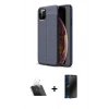 MARSİLYAN™- iPhone 11 Pro Max Kılıf Doruk Klasik Özel Seri - Siyah 3D Antistatik Hayalet Cam Ekran Koruyucu + Kamera Lens Koruma Cam - SF